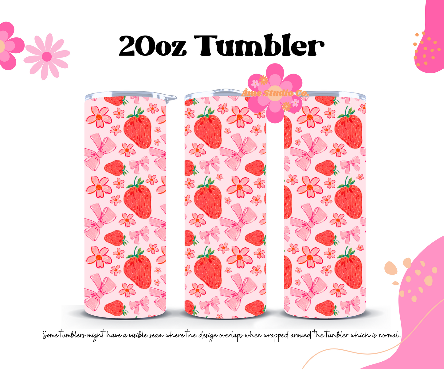 Coquette Strawberries & Bows Tumbler