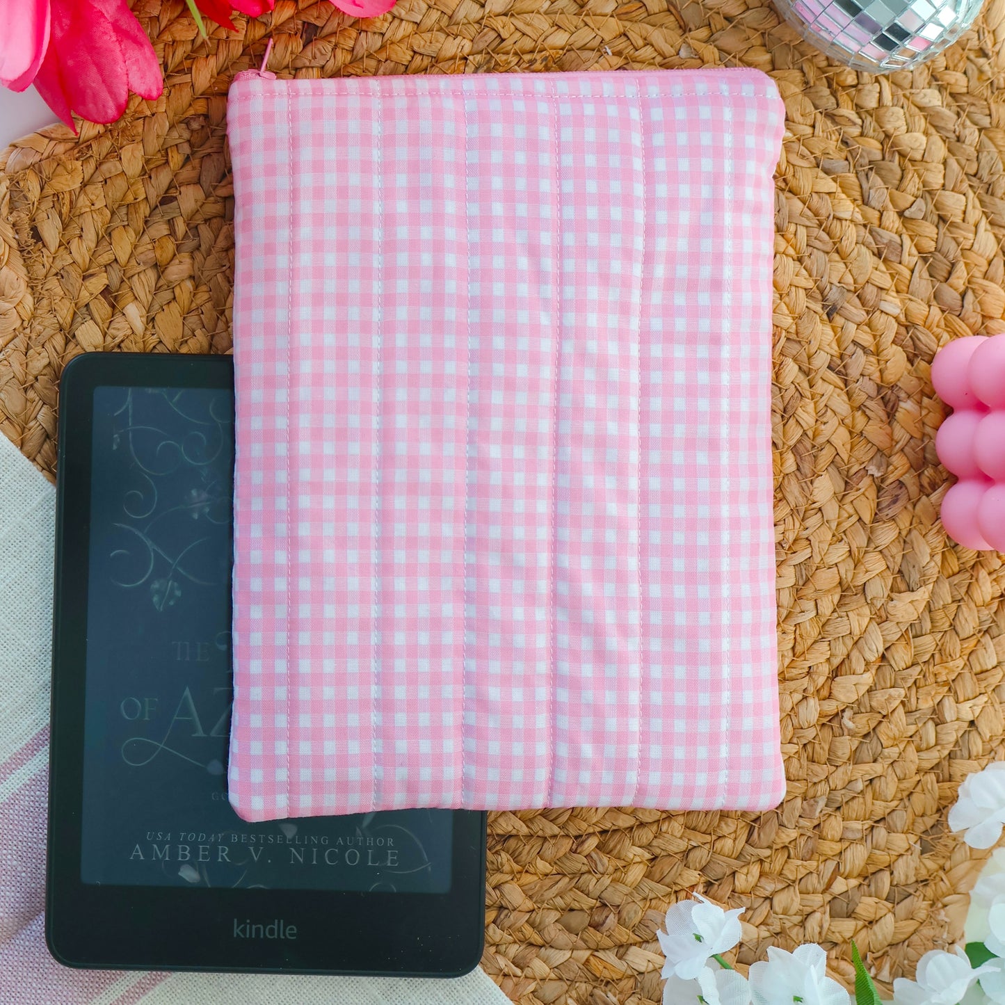 Pink Gingham Kindle Sleeve