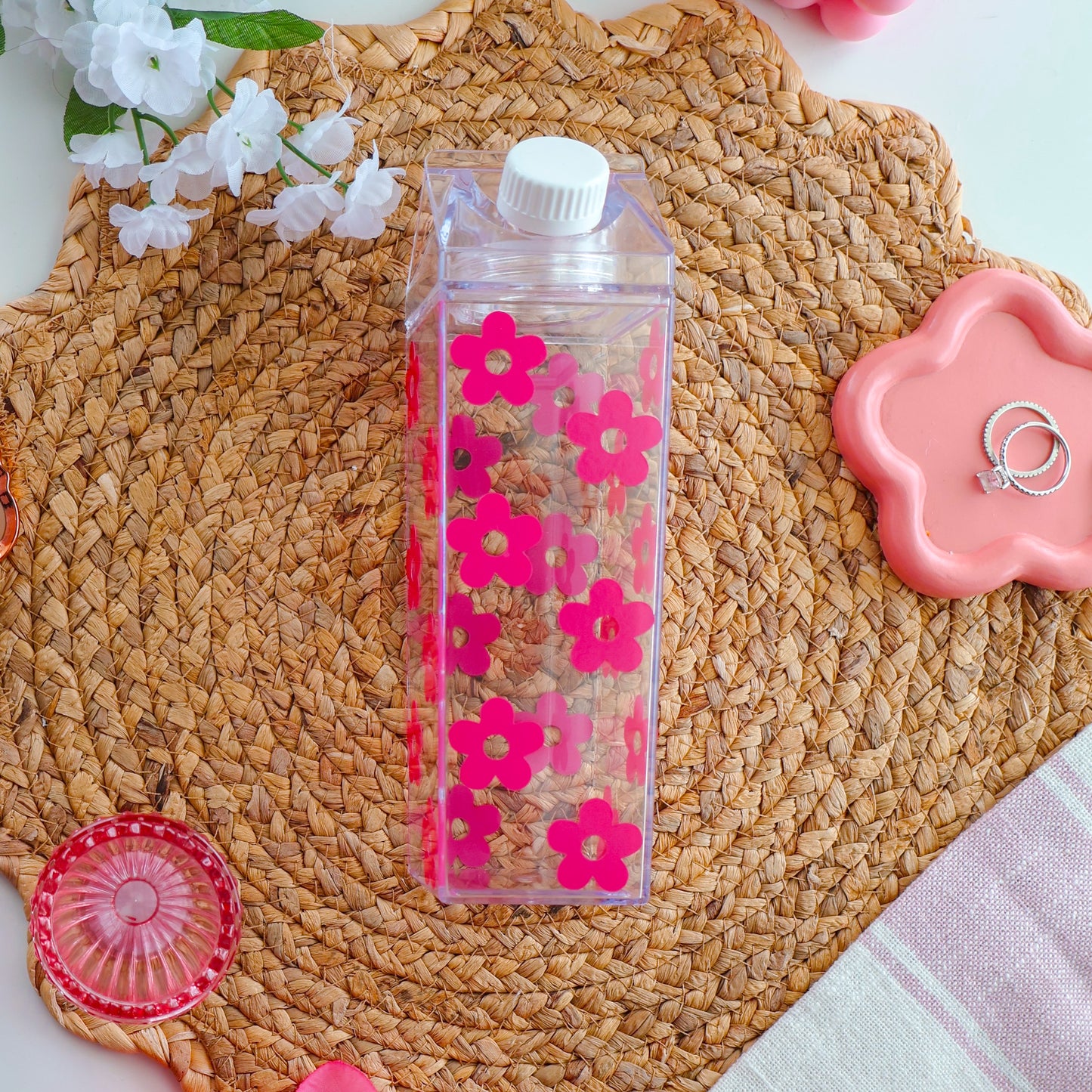 Pink Flowers Milk Carton