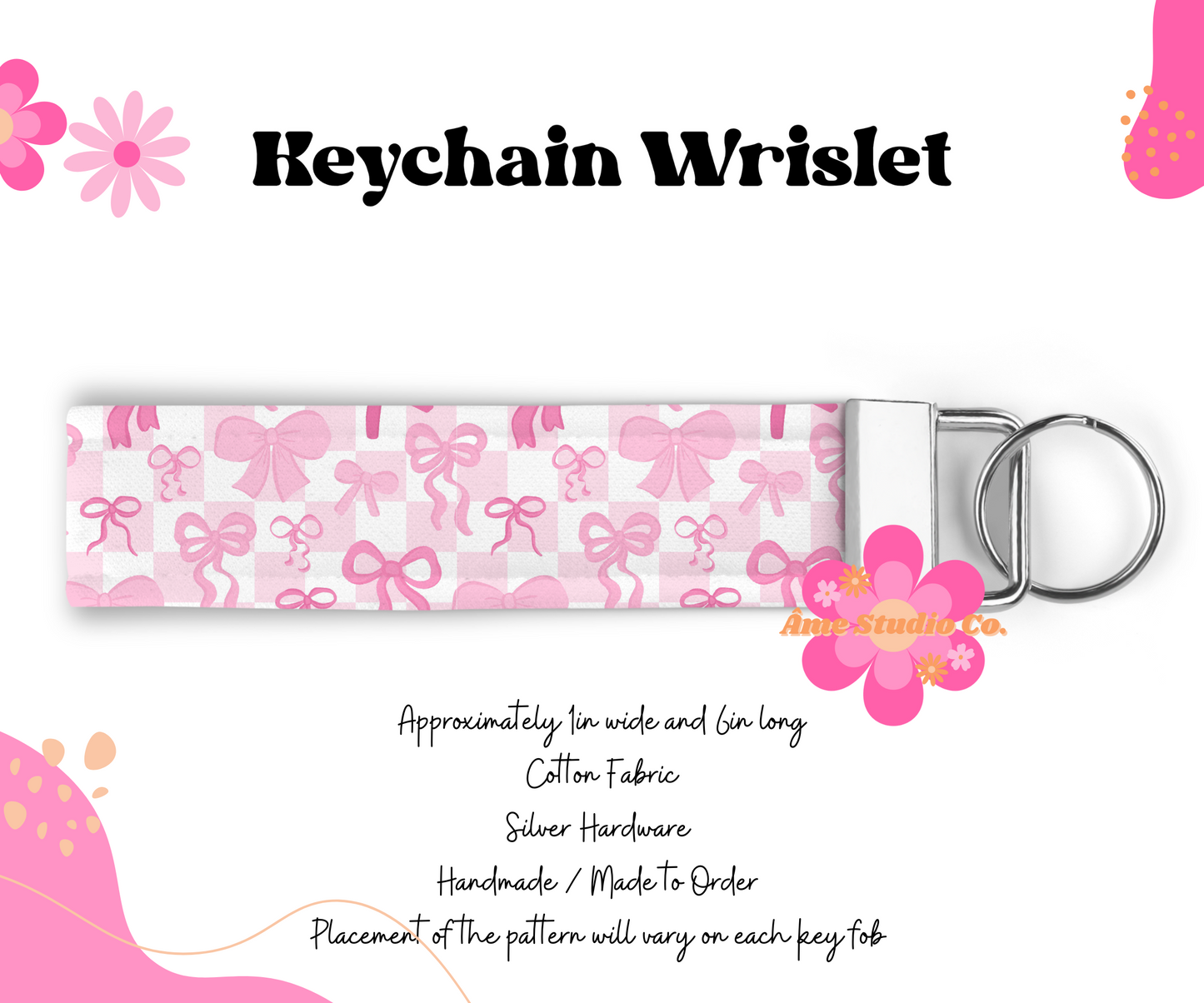 Coquette Checkered Bows Wristlet