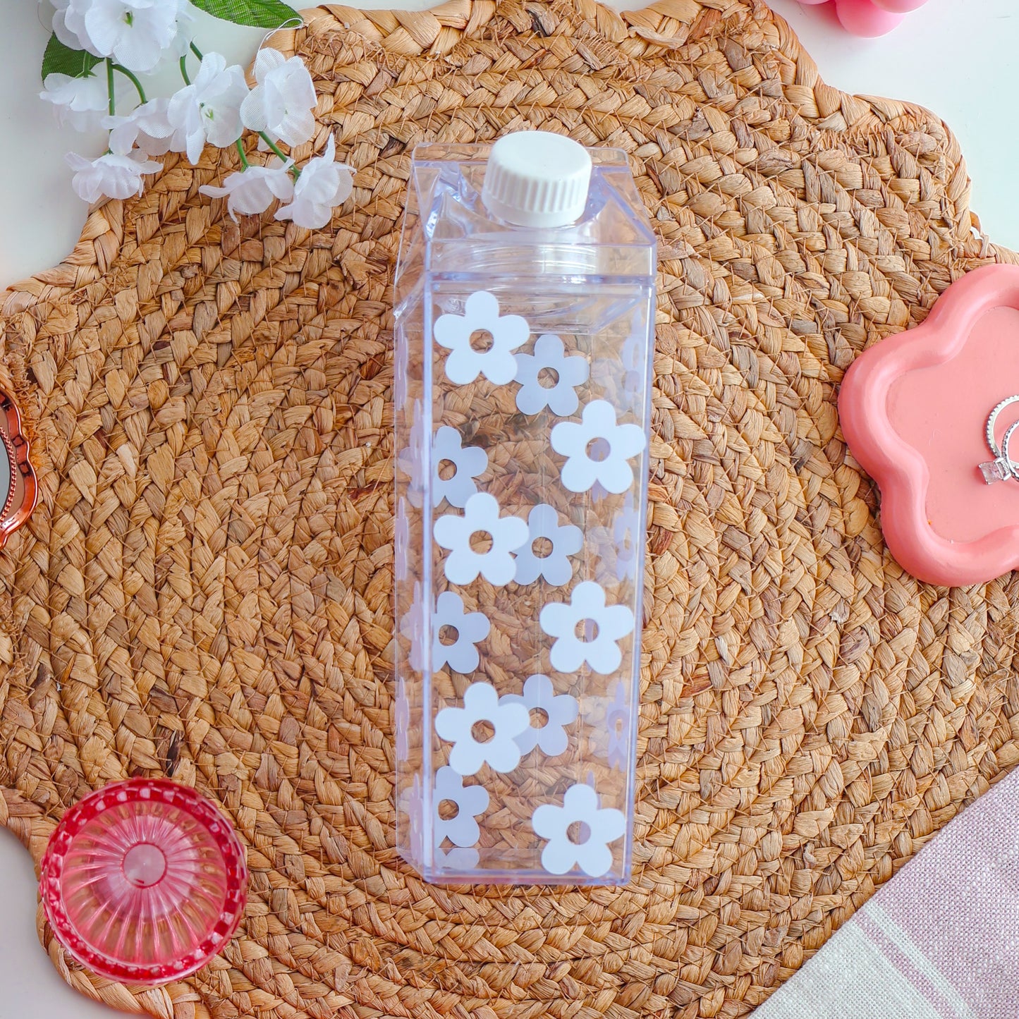 White Flowers Milk Carton