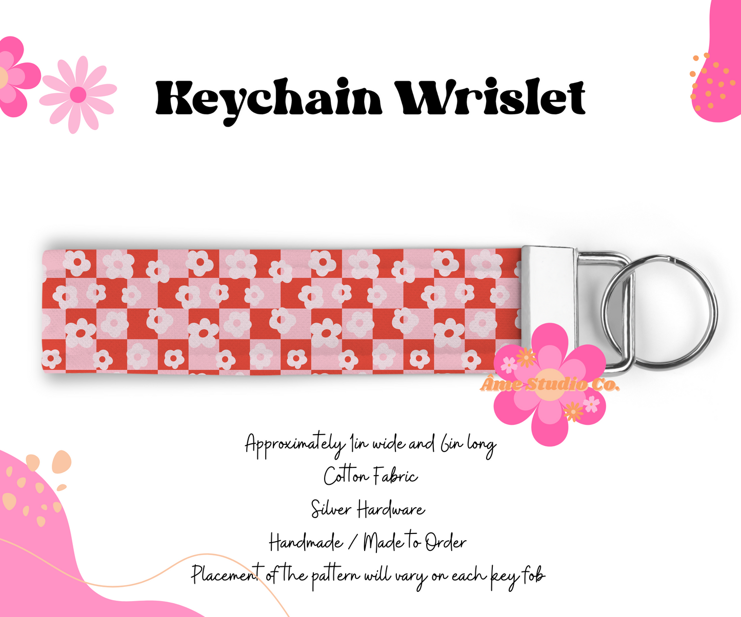 Checkered Flowers Wristlet
