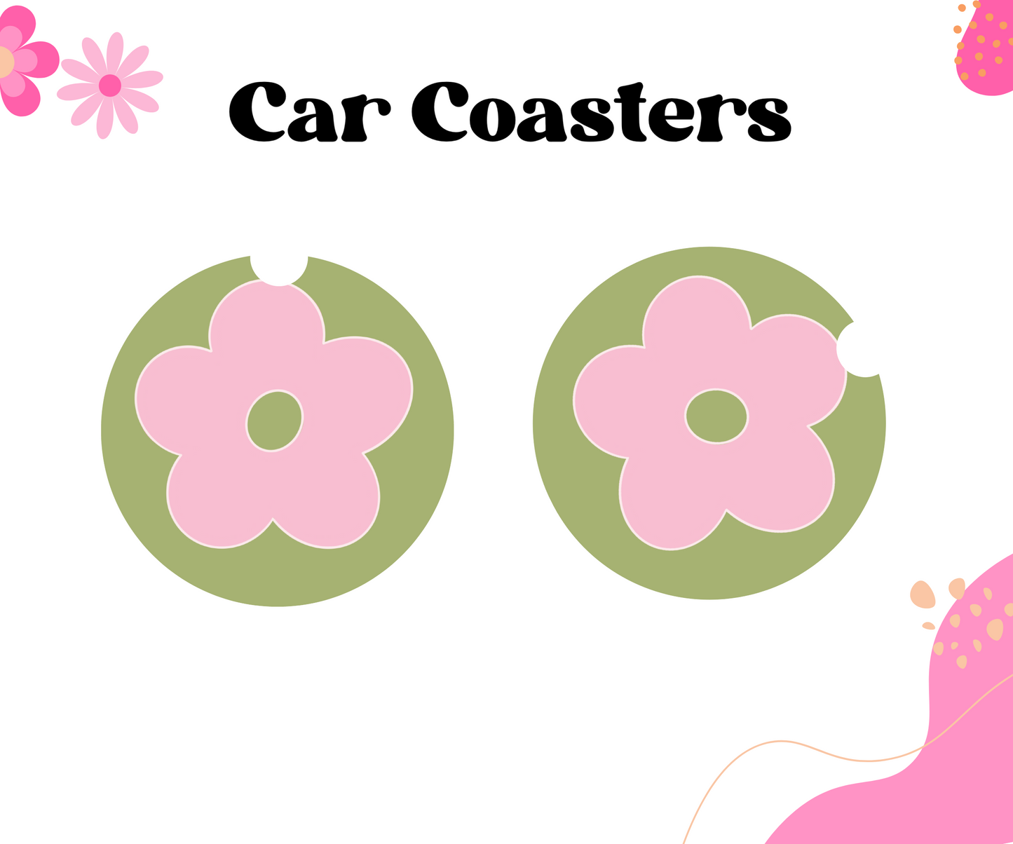 Pink Flower Car Coasters