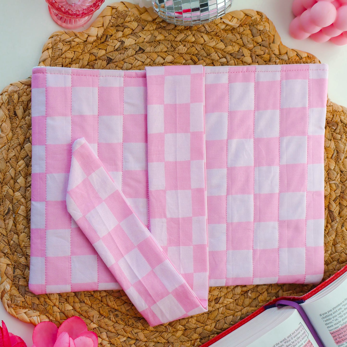 Pink Checkered Bible Sleeve