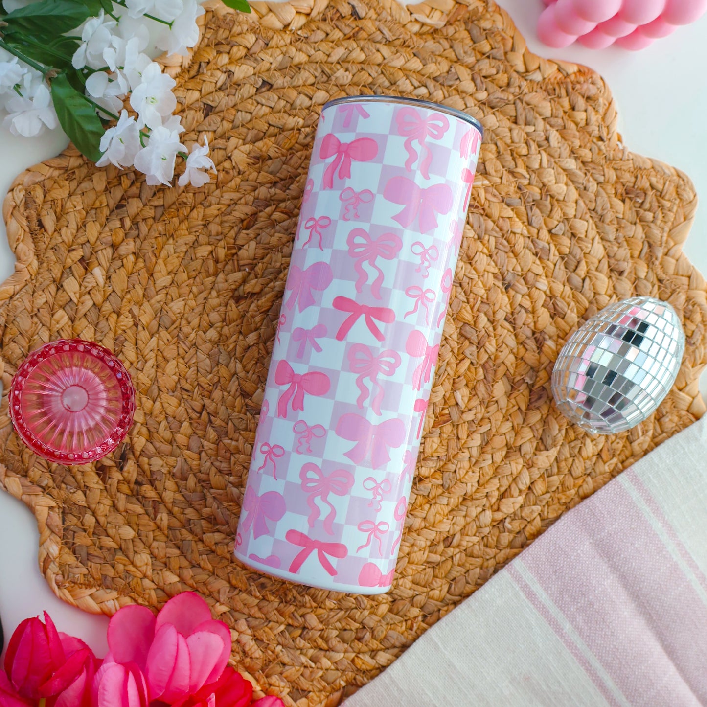 Coquette Checkered Bows Tumbler