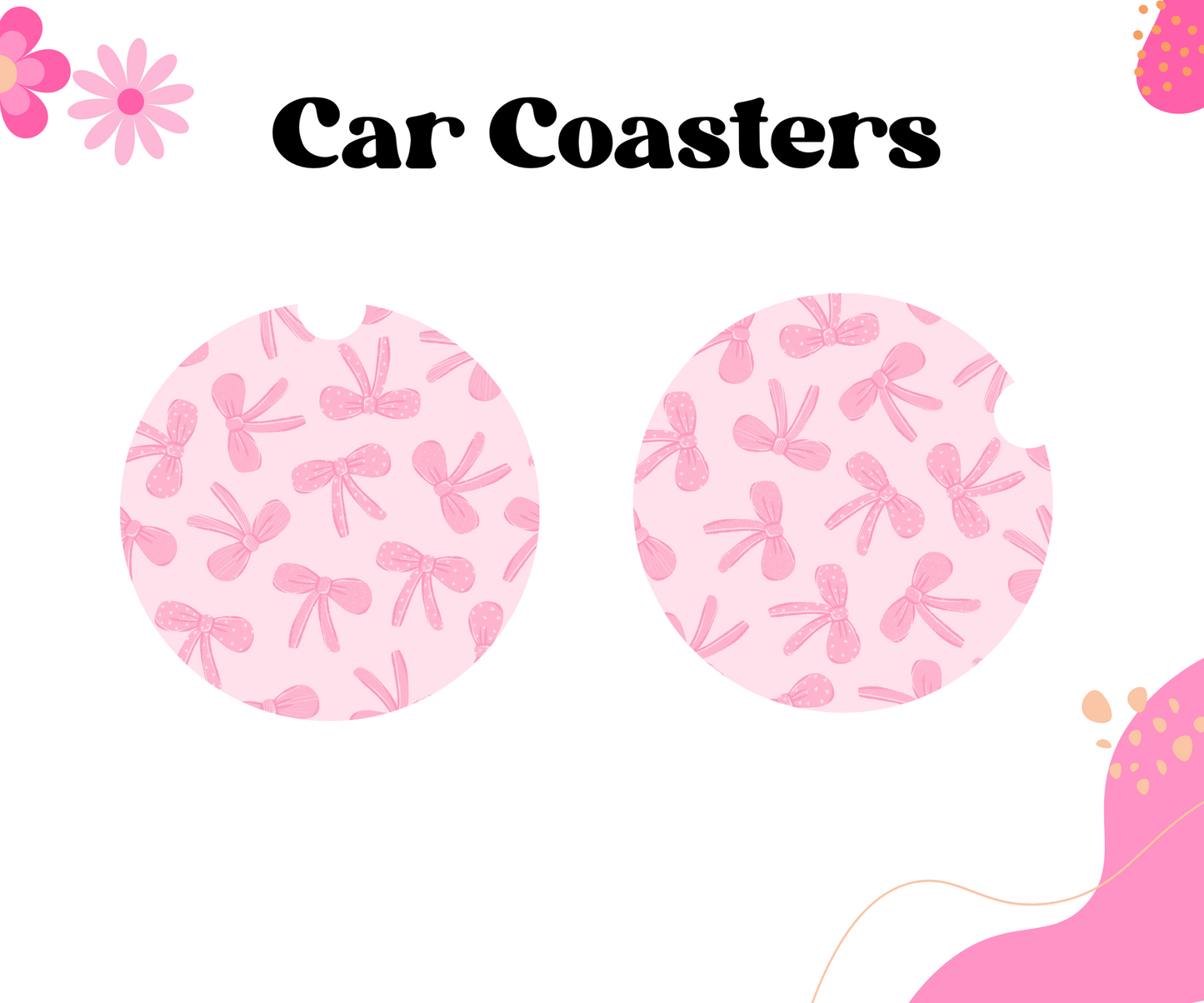 Pink Bows Car Coasters
