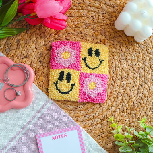 Pink Smily Face Mug Rug