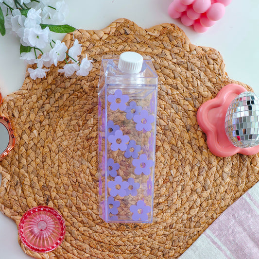 Purple Flowers Milk Carton