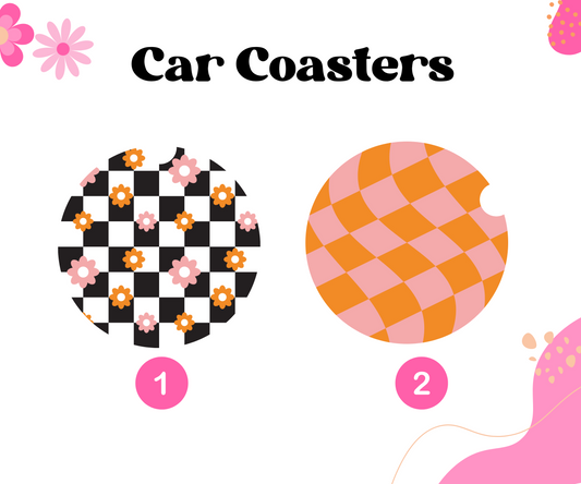 Orange Checkered Car Coasters
