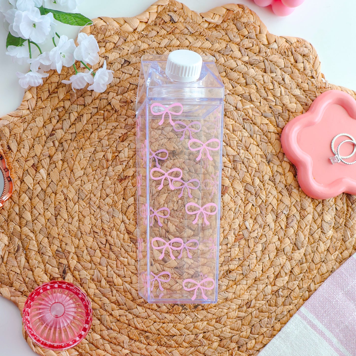 Pink Bows Milk Carton