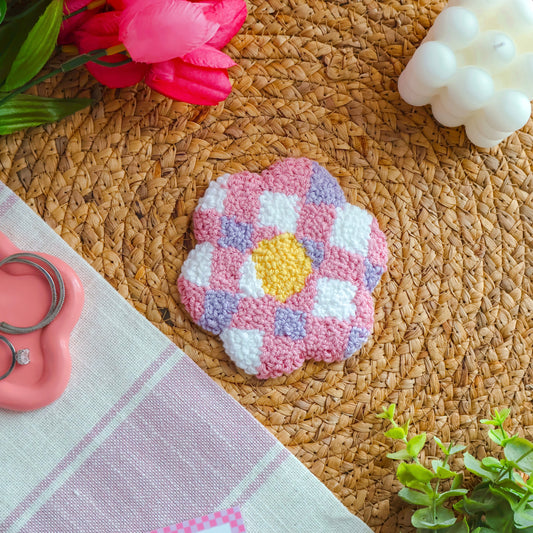 Checkered Flower Mug Rug