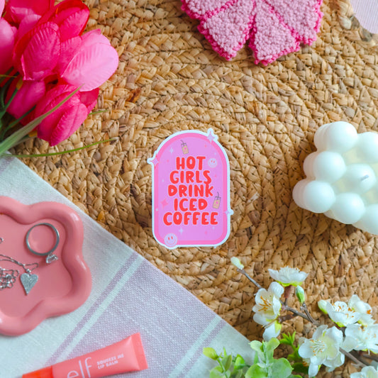 Hot Girls Drink Iced Coffee Sticker