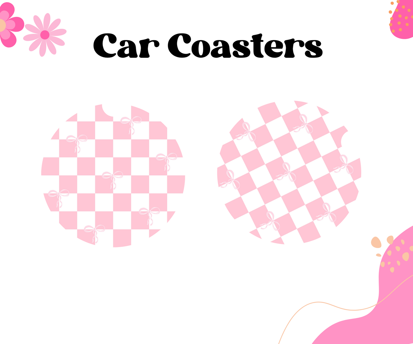 Pink Checkered Car Coasters