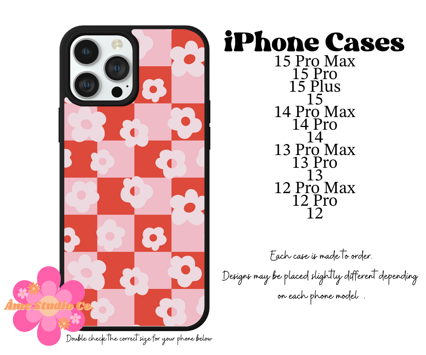 Checkered Flowers iPhone Case