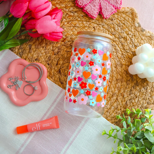 Orange Pink Blue Glass Cup