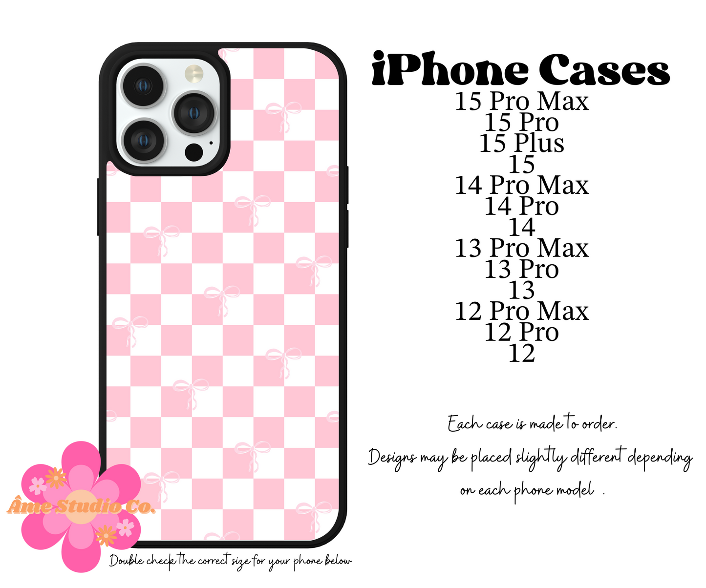 Checkered Pink Bows iPhone Case