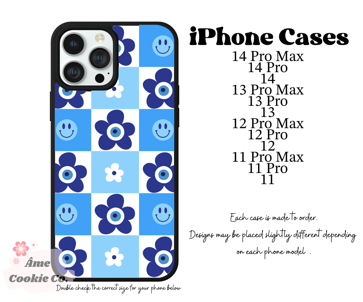 Retro Blue Checkered iPhone Case