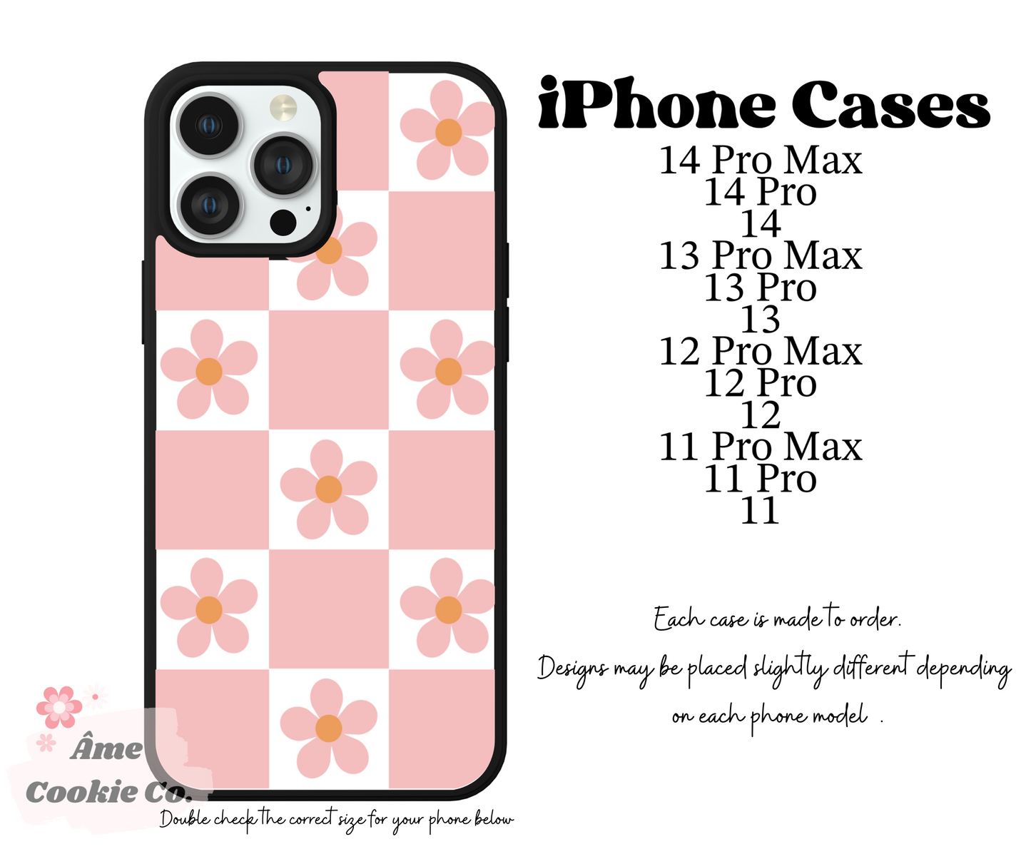 Pink Checkered Flowers iPhone Case